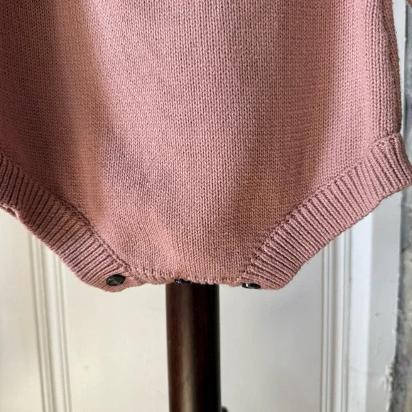 Dusty Rose Thick Knitted Long Sleeve Bodysuit Romper - Picture 3 of 4